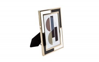 Ramka na zdjęcia 16,5x21,5 cm złota biało-czarna średnia