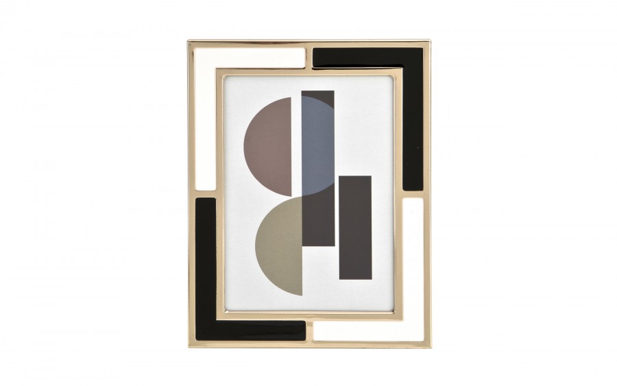 Ramka na zdjęcia 16,5x21,5 cm złota biało-czarna średnia