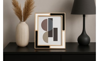 Ramka na zdjęcia 16,5x21,5 cm złota biało-czarna średnia