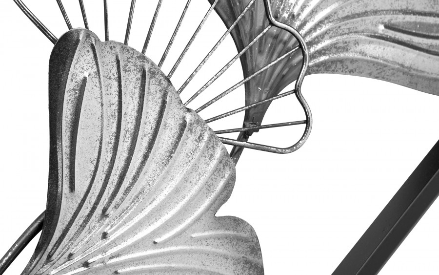 Dekoracja ścienna metalowa Liście srebrno - czarne 129384