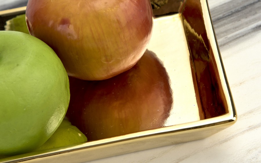 Taca ceramiczna ozdobna 25,5x13x3 cm złota