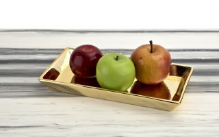 Taca ceramiczna ozdobna 25,5x13x3 cm złota