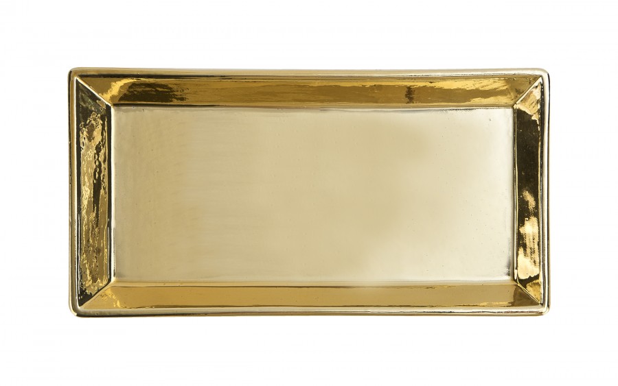 Taca ceramiczna ozdobna 25,5x13x3 cm złota