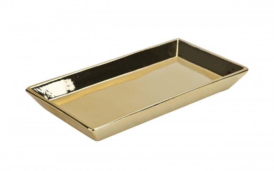 Taca ceramiczna ozdobna 25,5x13x3 cm złota