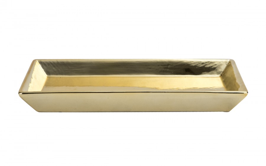 Taca ceramiczna ozdobna 25,5x13x3 cm złota