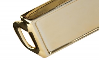 Taca ceramiczna ozdobna 30x13x4 cm złota z rączkami