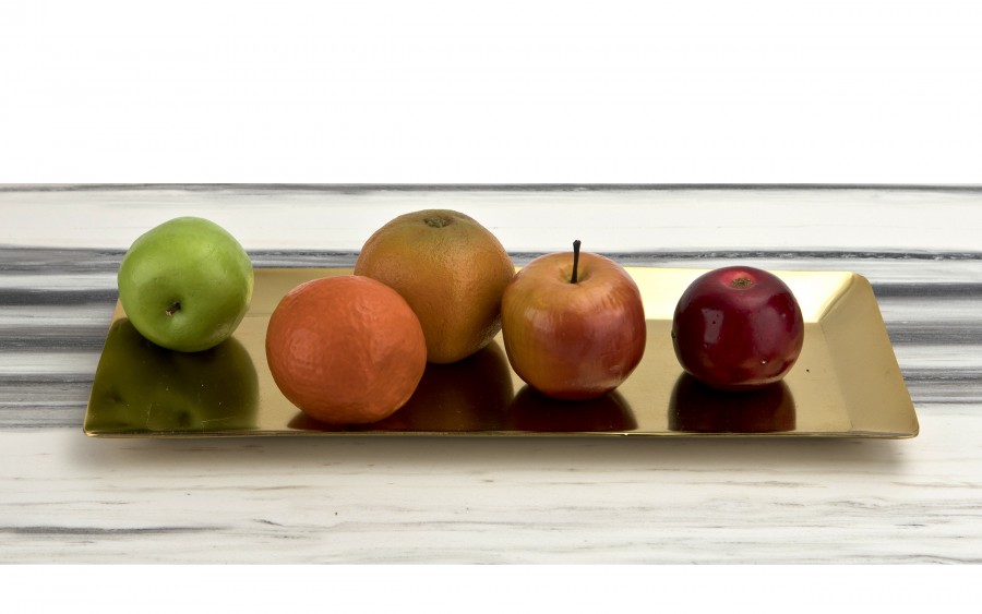 Taca metalowa ozdobna 38x16x2 cm złota