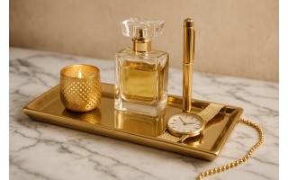 Taca ceramiczna ozdobna 25,5x13x3 cm złota