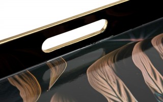 Taca dekoracyjna 38x38x4,5 cm Liść niebiesko-złota 172026