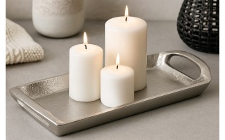 Taca dekoracyjna 32,5x12x5 cm srebrna EW2594