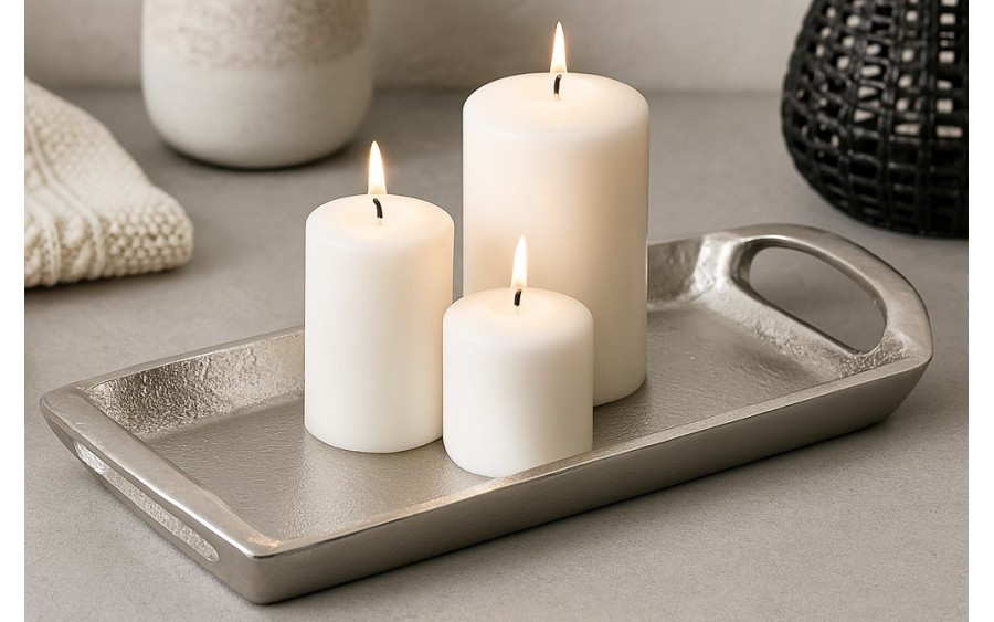 Taca dekoracyjna 32,5x12x5 cm srebrna EW2594