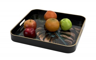 Taca dekoracyjna 35x35x4 cm Liść niebiesko-złota 172026