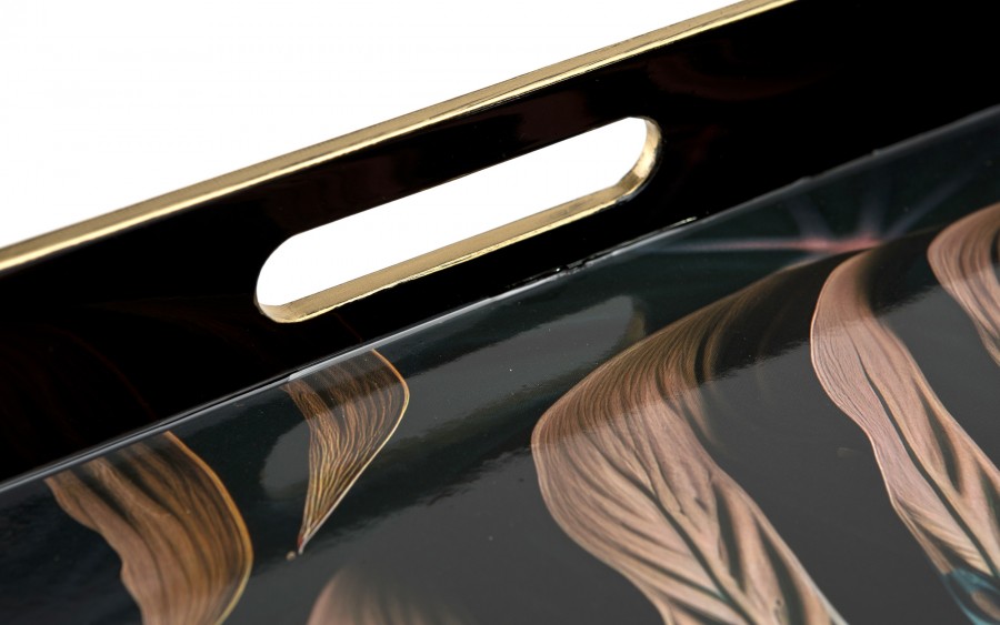 Taca dekoracyjna 35x35x4 cm Liść niebiesko-złota 172026