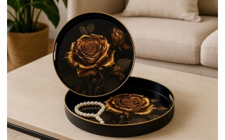 Taca dekoracyjna 35 cm Złota róża 172023