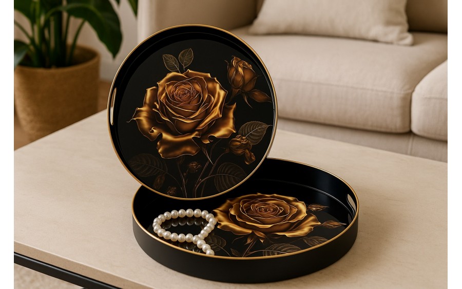 Taca dekoracyjna 35 cm Złota róża 172023