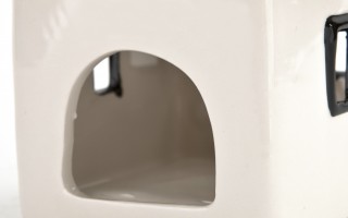 Domek ceramiczny na t-light biało-czarny 15 cm