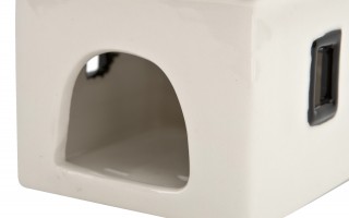 Domek ceramiczny na t-light czarno-biały 15 cm