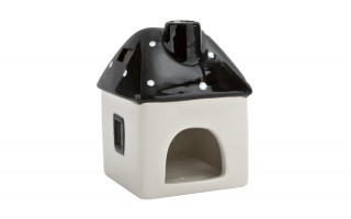 Domek ceramiczny na t-light czarno-biały 15 cm