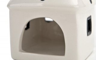 Domek ceramiczny na t-light biało-czarny 11 cm