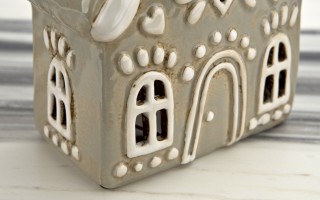 Domek ceramiczny na t-light beżowy 17,5 cm