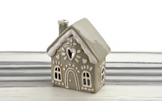 Domek ceramiczny na t-light beżowy 17,5 cm