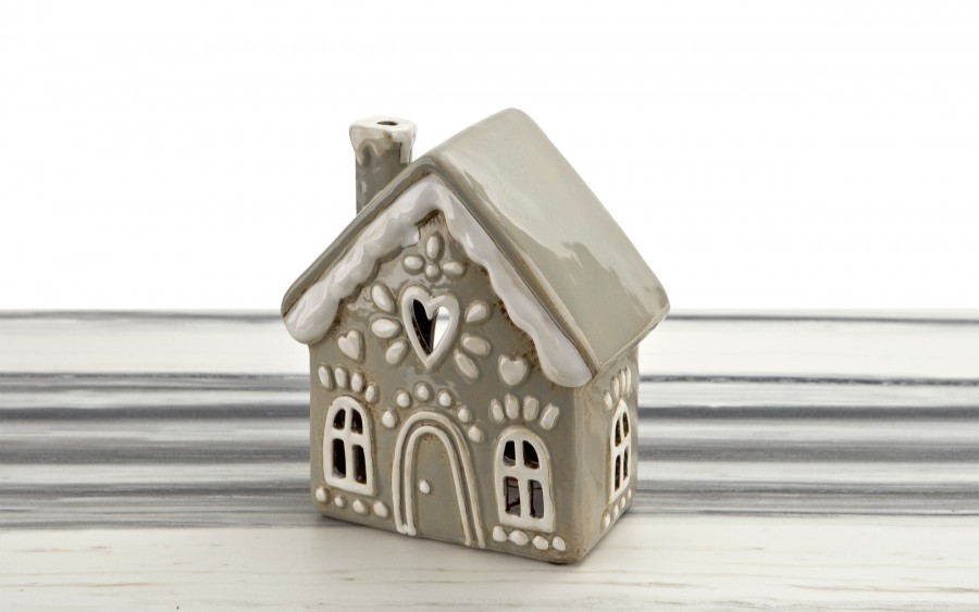 Domek ceramiczny na t-light beżowy 17,5 cm