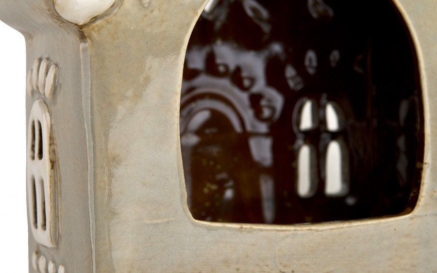 Domek ceramiczny na t-light beżowy 17,5 cm