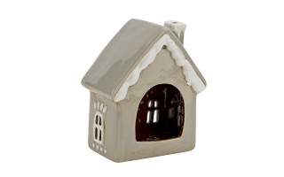 Domek ceramiczny na t-light beżowy 17,5 cm