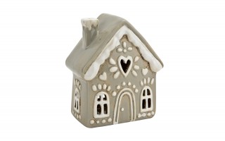 Domek ceramiczny na t-light beżowy 17,5 cm