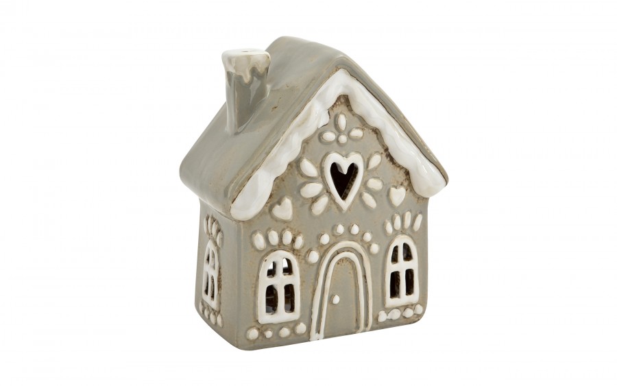 Domek ceramiczny na t-light beżowy 17,5 cm