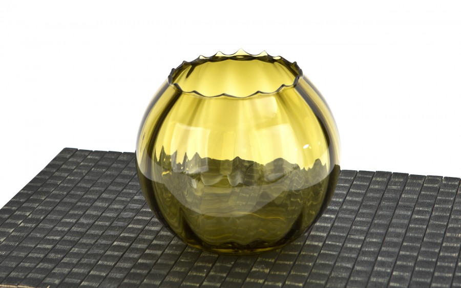 Wazon szklany 15,5 cm optyk oliwka