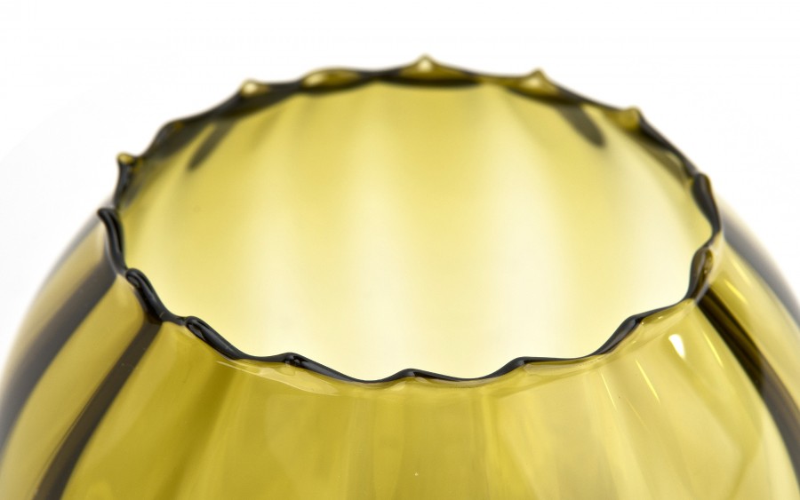 Wazon szklany 15,5 cm optyk oliwka