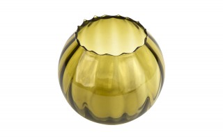 Wazon szklany 15,5 cm optyk oliwka