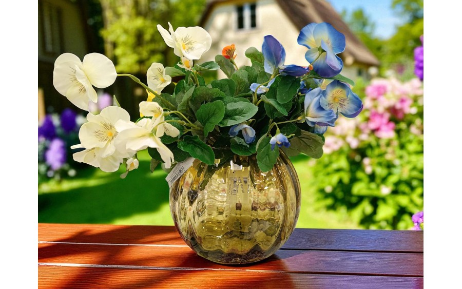 Wazon szklany 15,5 cm optyk oliwka