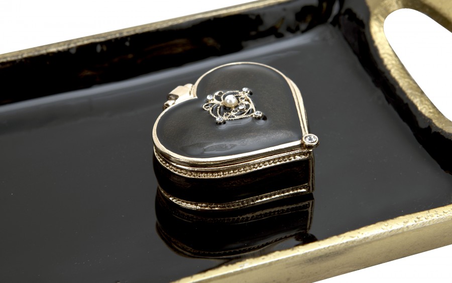 Puzderko/mini szkatułka serduszko czarne