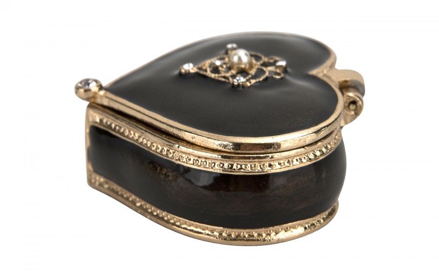 Puzderko/mini szkatułka serduszko czarne