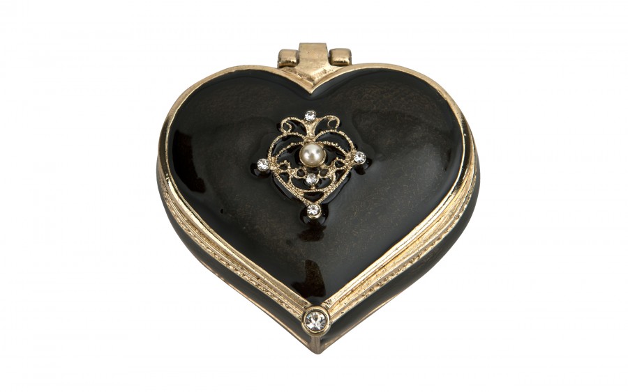 Puzderko/mini szkatułka serduszko czarne