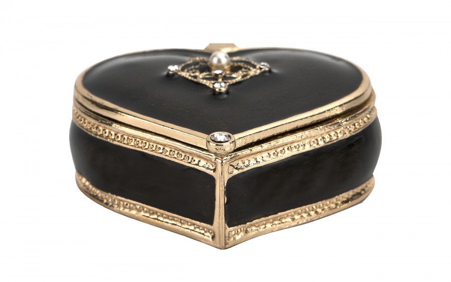 Puzderko/mini szkatułka serduszko czarne