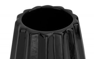 Wazon ceramiczny 26 cm karbowany czarny
