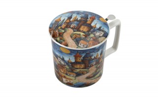 Kubek porcelanowy 450 ml z zaparzaczem Modern Sleepy Kingdom