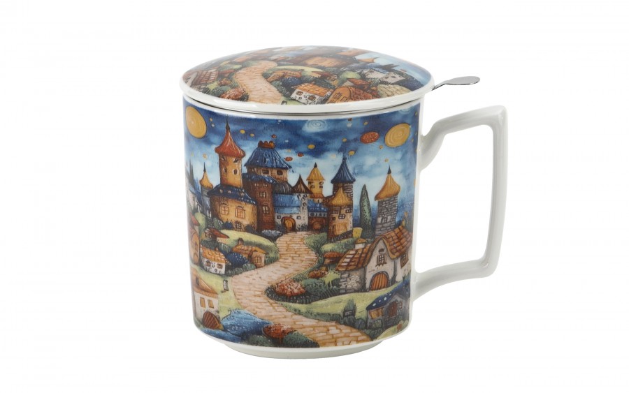 Kubek porcelanowy 450 ml z zaparzaczem Modern Sleepy Kingdom