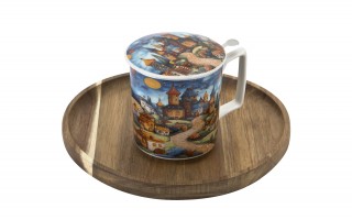 Kubek porcelanowy 450 ml z zaparzaczem Modern Sleepy Kingdom