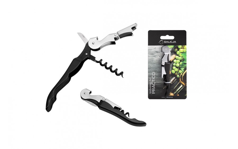 Korkociąg 3w1 otwieracz do butelek nożyk PRACTICO