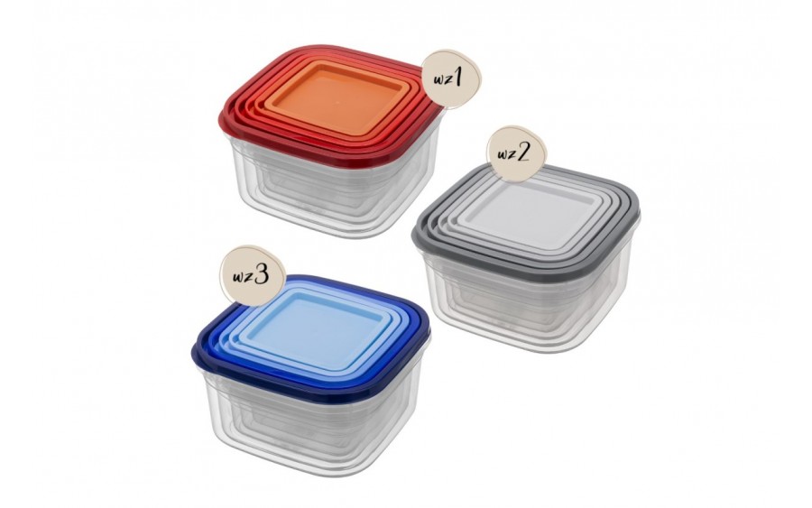 Komplet 5 pojemników kwadratowych KLIC BOX mix kolorów