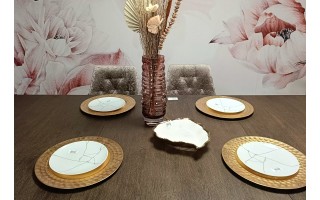 Talerz dekoracyjny plastikowy 33 cm złoty AP125275