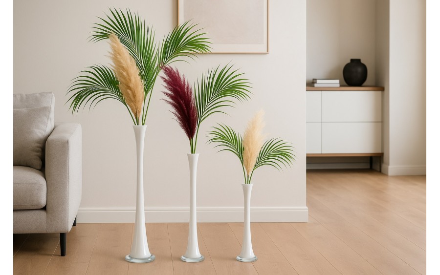 Wazon szklany 60 cm Rura biały