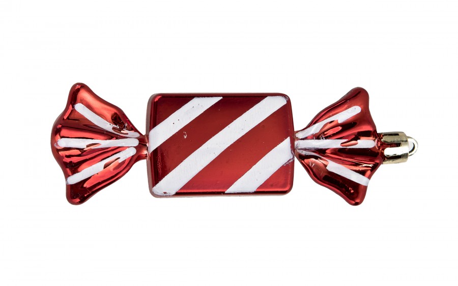 Komplet 3 bombek plastikowych Cukierek czerwono-biały 8528