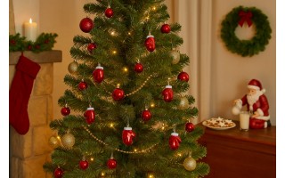 Komplet 9 bombek plastikowych 4,5 cm Rękawica czerwona 8525