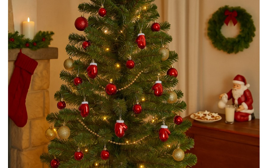 Komplet 9 bombek plastikowych 4,5 cm Rękawica czerwona 8525