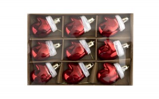 Komplet 9 bombek plastikowych 4,5 cm Rękawica czerwona 8525